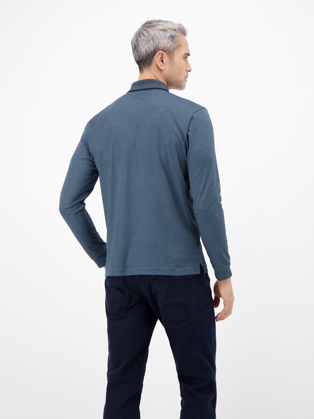 Langarm Polo mit Brusttasche aus Baumwollmix - Polo Shirt Langarm