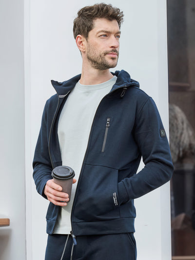 Sweatjacke im Hoodie-Look aus Mischgewebe - LERROS