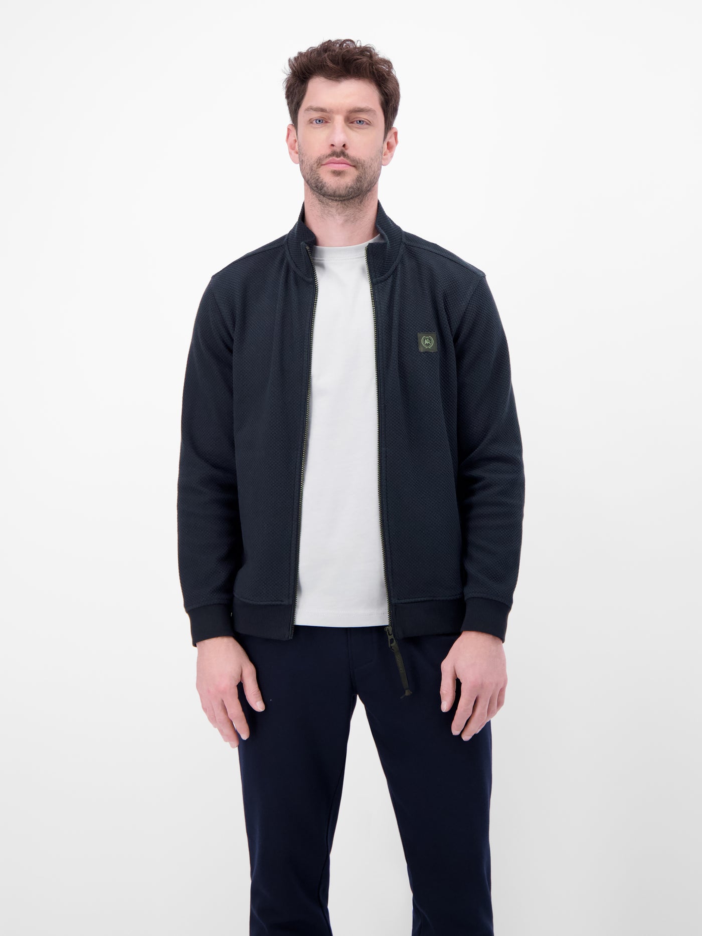 Sweatjacke aus flexiblem Baumwollmischgewebe - LERROS