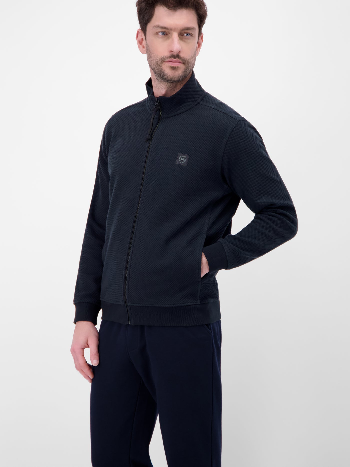 Sweatjacke aus flexiblem Baumwollmischgewebe - LERROS