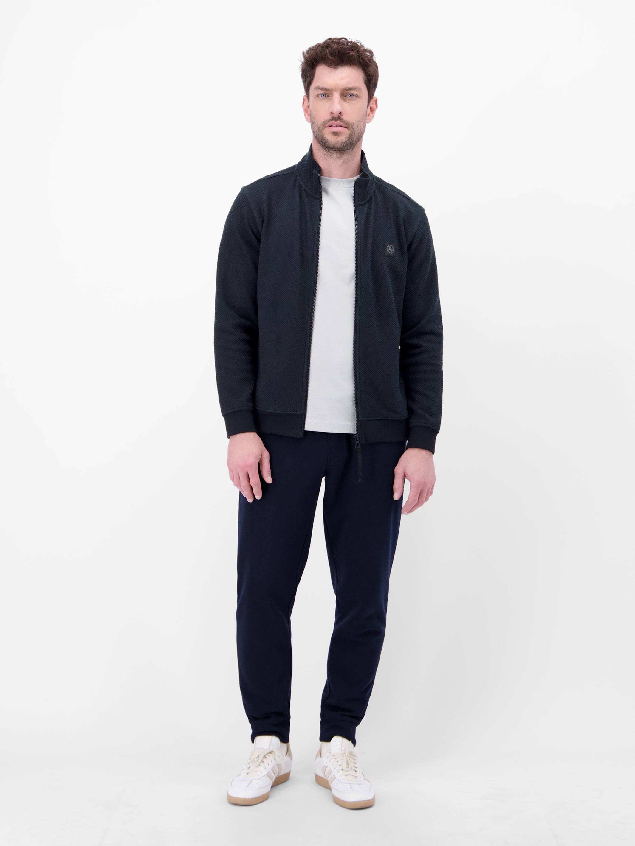Sweatjacke aus flexiblem Baumwollmischgewebe - LERROS