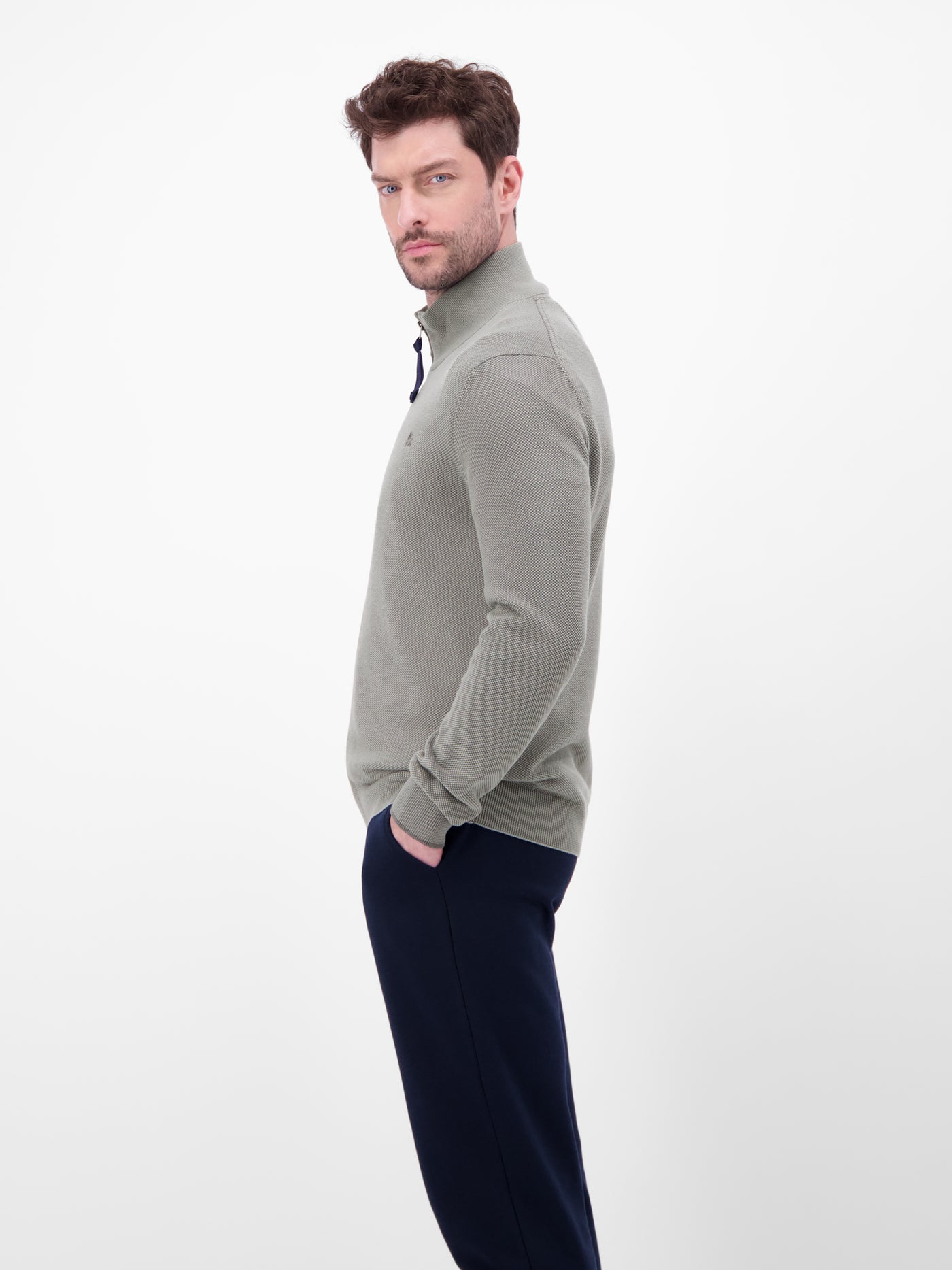 Strickjacke mit Stehkragen in 2-Tone-Optik - LERROS