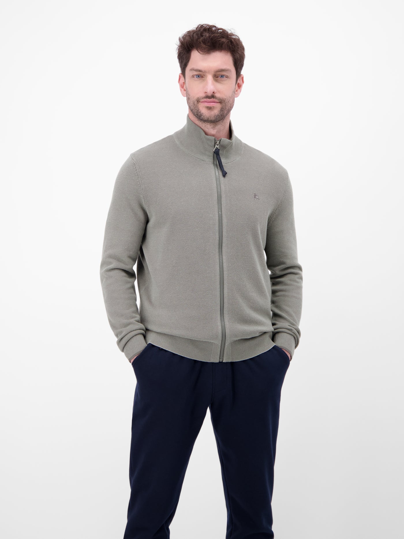 Strickjacke mit Stehkragen in 2-Tone-Optik - LERROS