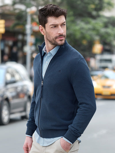 Strickjacke mit Stehkragen in 2-Tone-Optik - LERROS