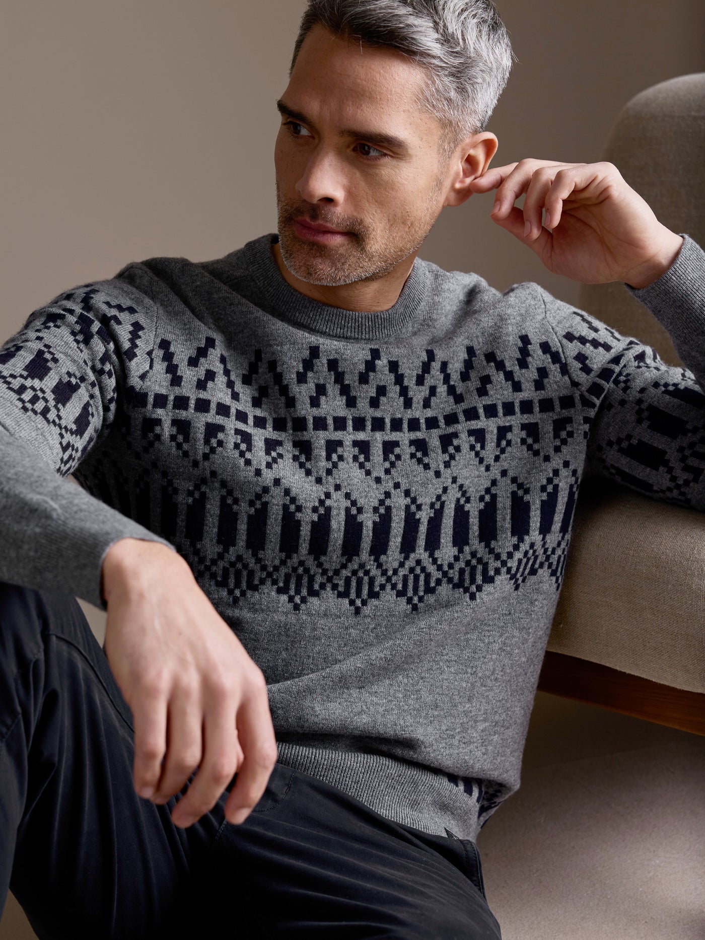 Herren Strickpullover aus Woll-Kaschmir-Mix, skandinavisch inspiriert - LERROS