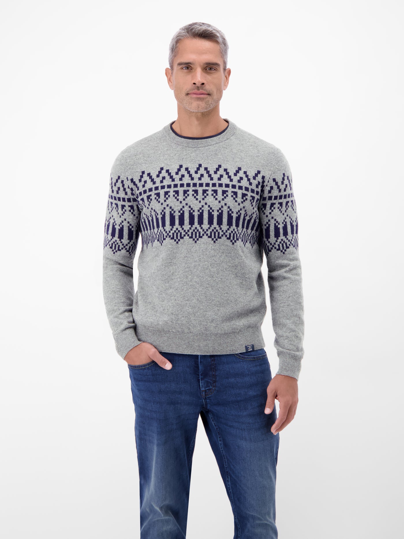 Herren Strickpullover aus Woll-Kaschmir-Mix, skandinavisch inspiriert - LERROS