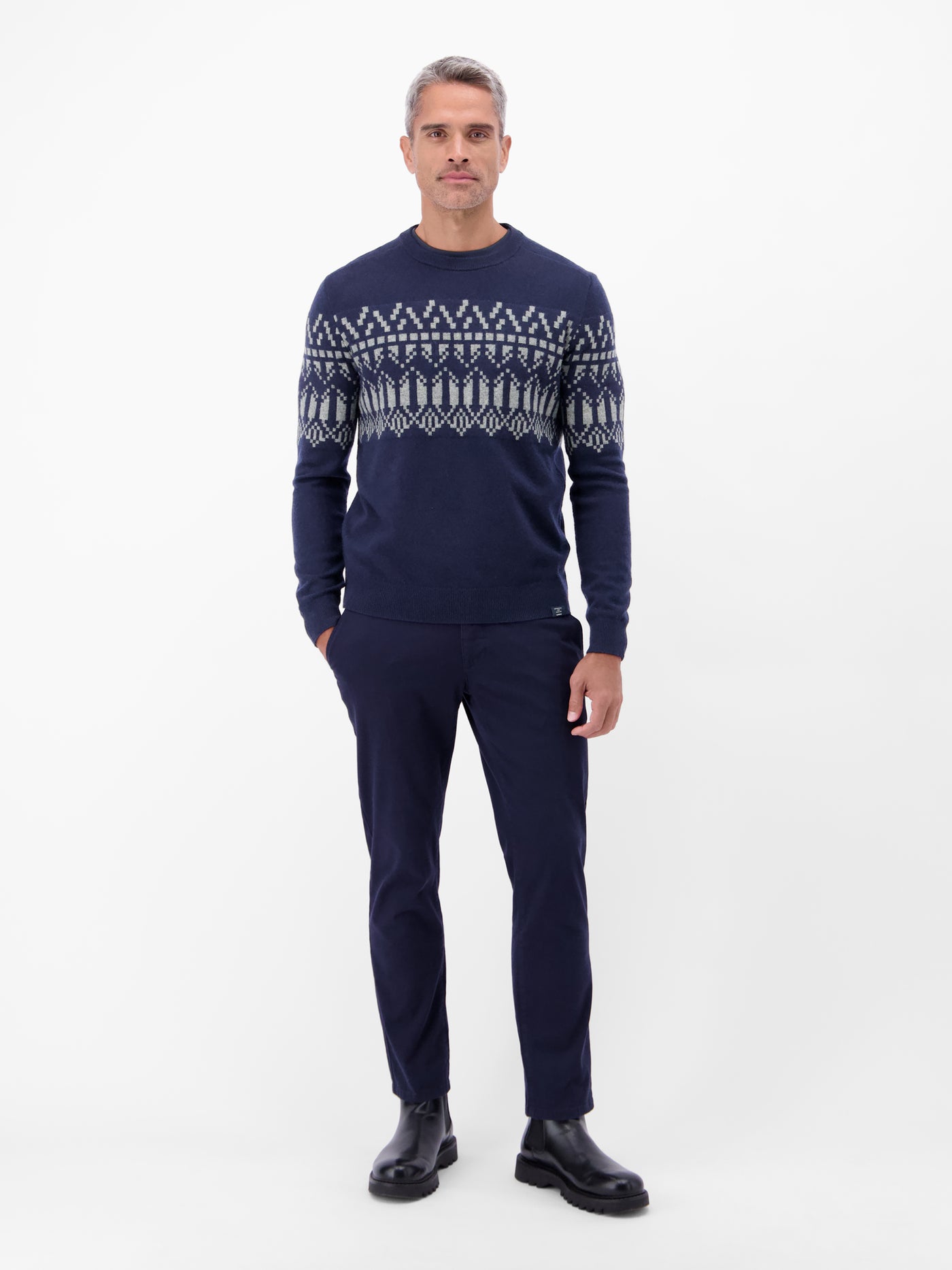 Herren Strickpullover aus Woll-Kaschmir-Mix, skandinavisch inspiriert - LERROS