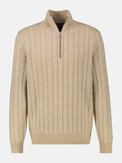 Troyer mit Zopfmuster aus Woll-Kaschmir-Mix-Klassik trifft Coolness - LERROS