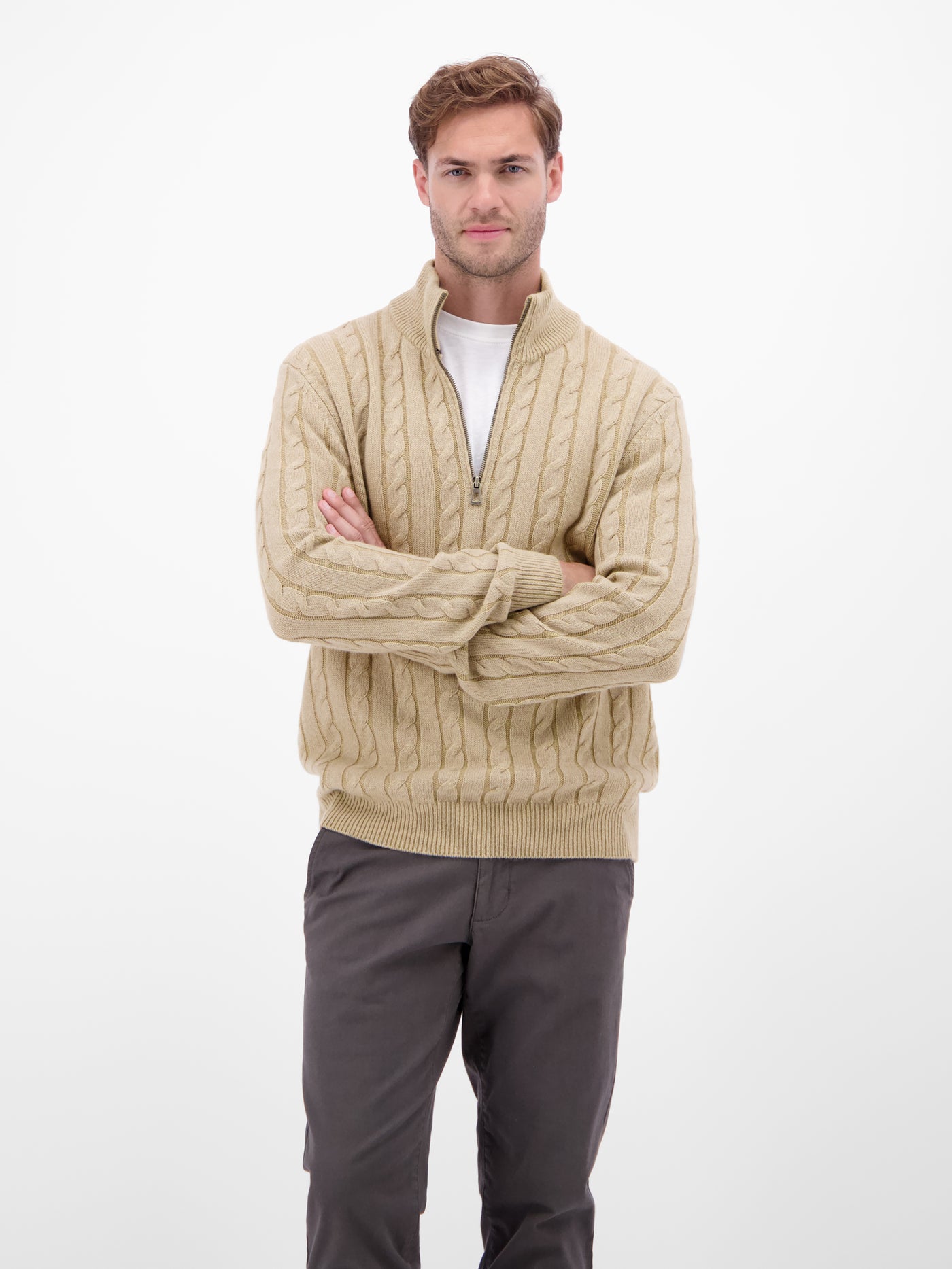 Troyer mit Zopfmuster aus Woll-Kaschmir-Mix-Klassik trifft Coolness - LERROS