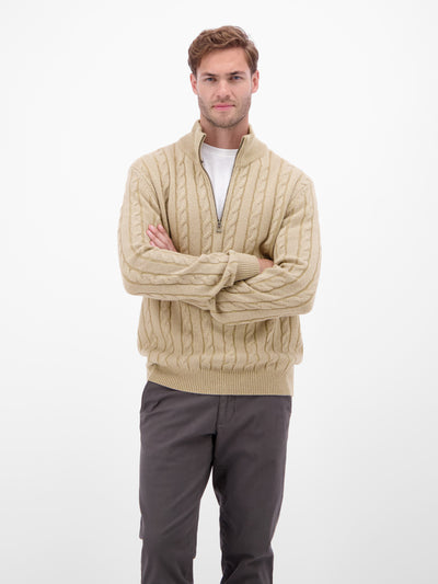 Troyer mit Zopfmuster aus Woll-Kaschmir-Mix-Klassik trifft Coolness - LERROS