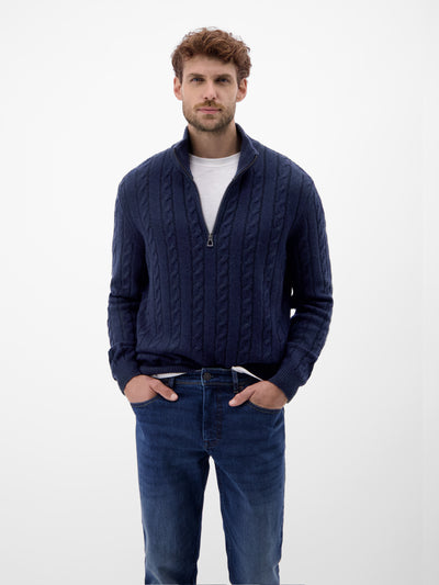 Troyer mit Zopfmuster aus Woll-Kaschmir-Mix-Klassik trifft Coolness - LERROS