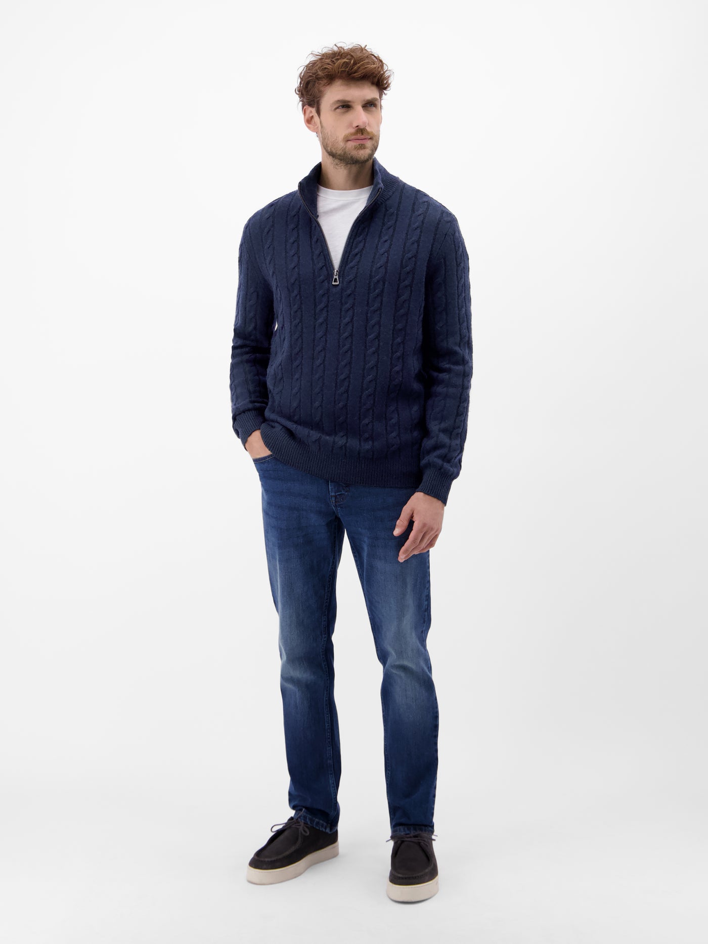 Troyer mit Zopfmuster aus Woll-Kaschmir-Mix-Klassik trifft Coolness - LERROS