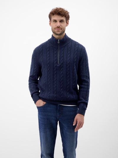 Troyer mit Zopfmuster aus Woll-Kaschmir-Mix-Klassik trifft Coolness - LERROS