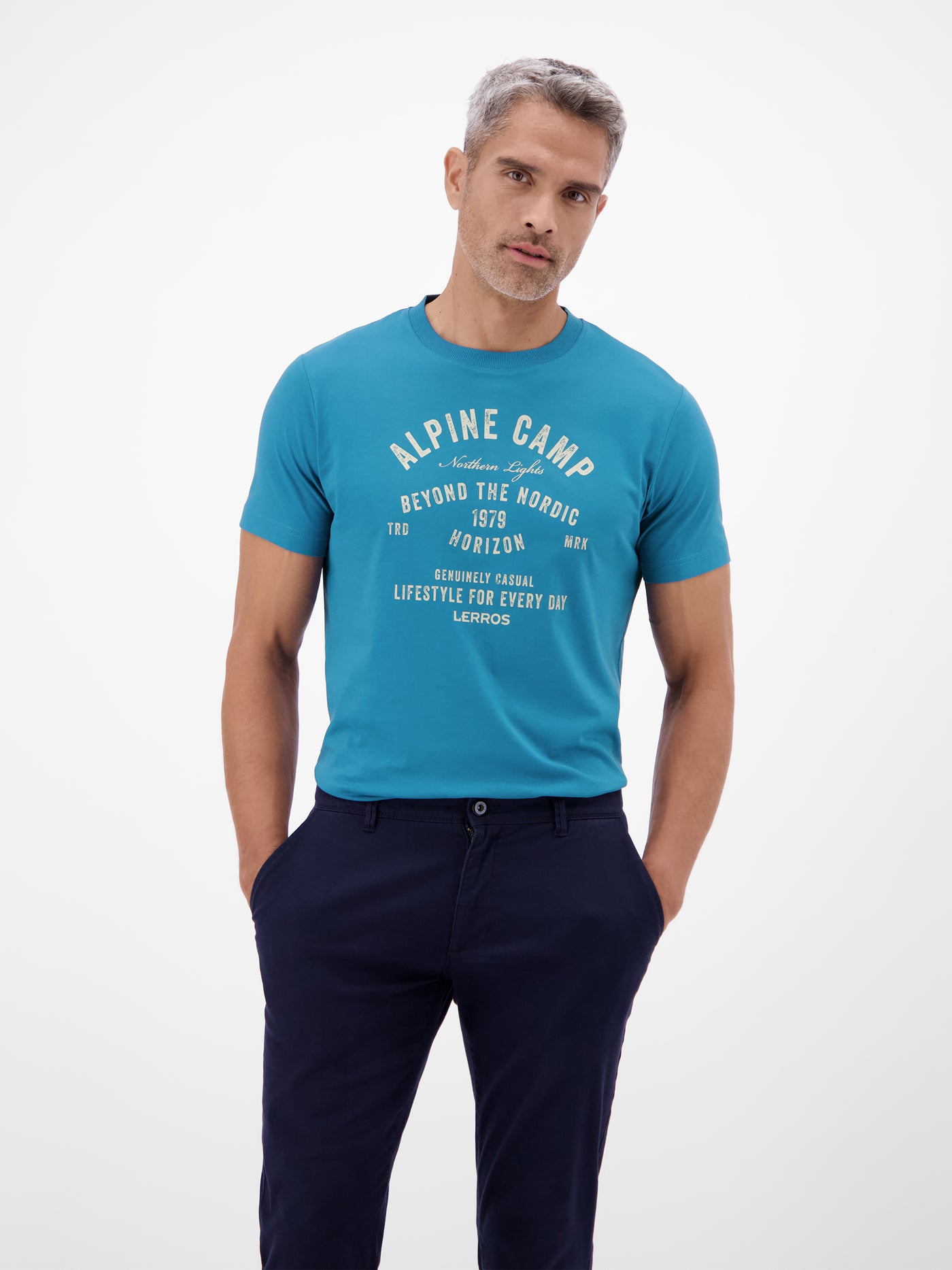 Herren T-Shirt mit Outdoorprint - LERROS