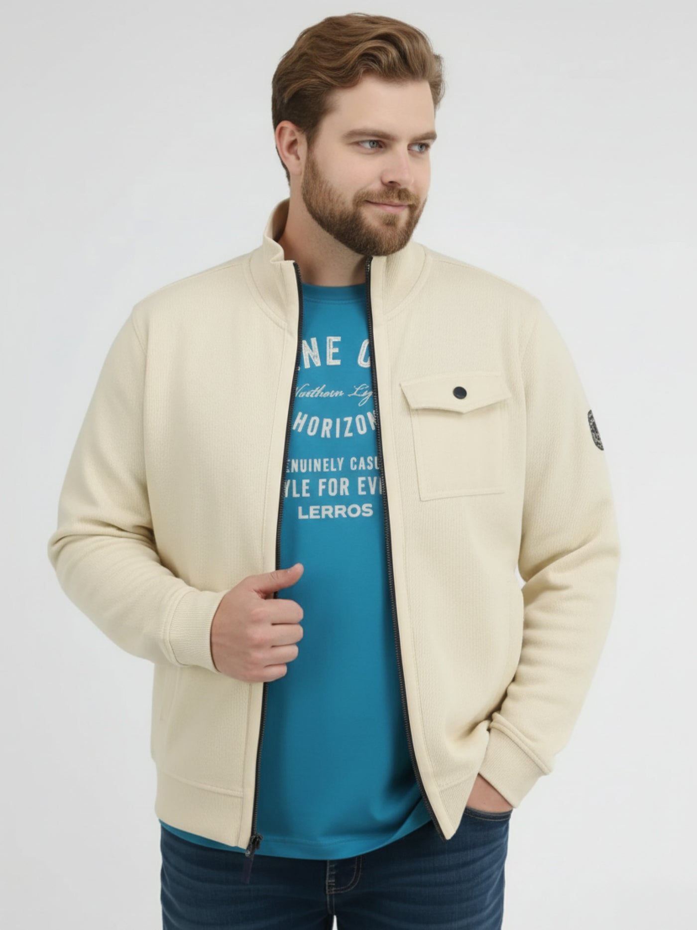 Sweatjacke in Übergrößen, modisch-sportiv - LERROS