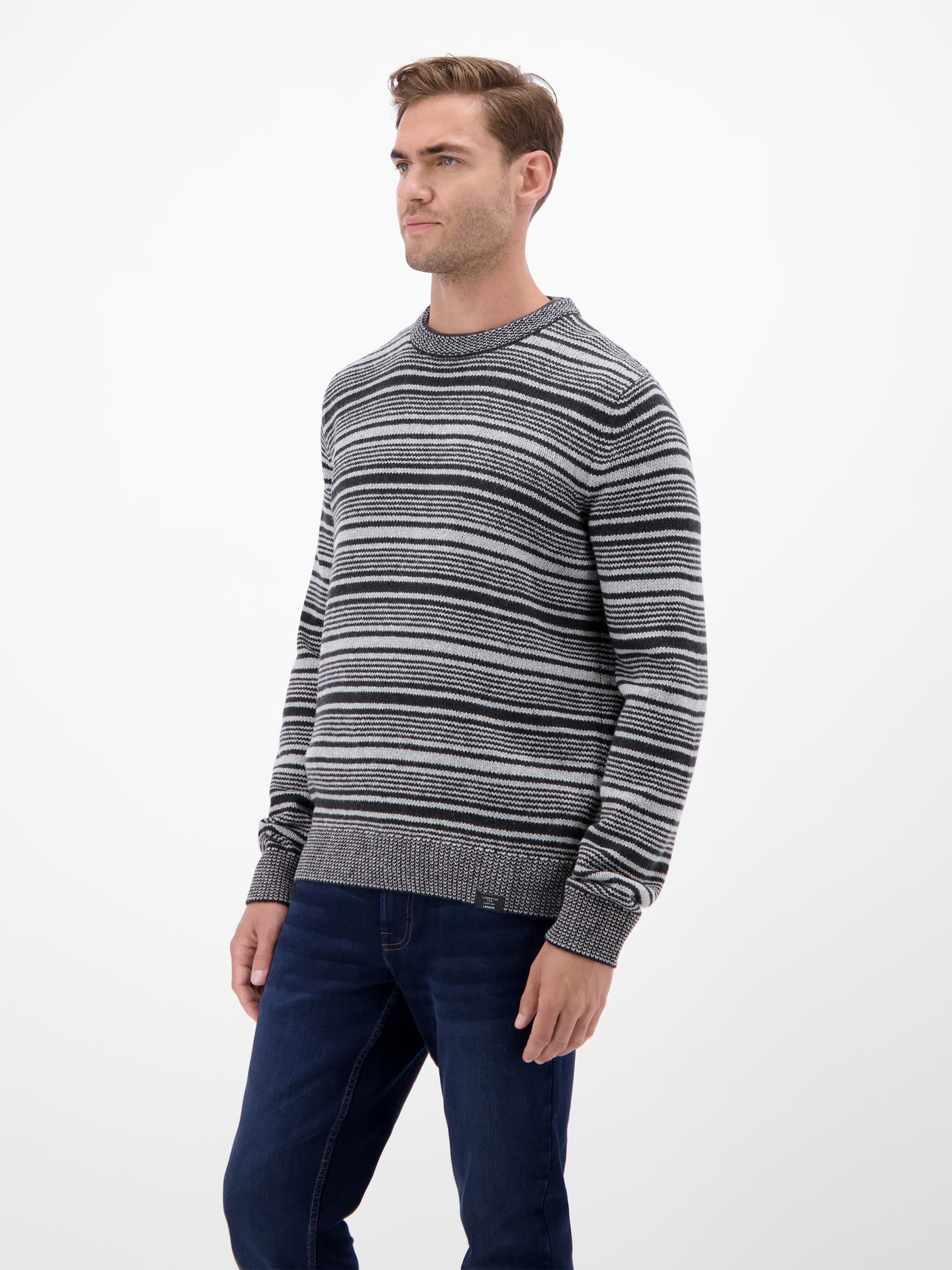 Herren Crewneck-Stricker, gestreift - LERROS