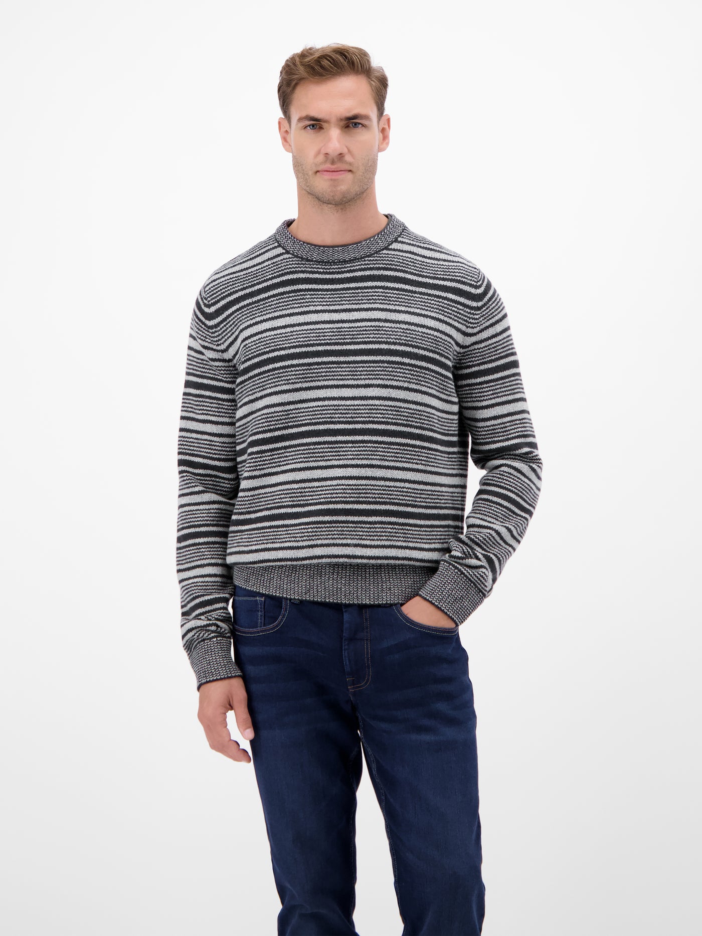Herren Crewneck-Stricker, gestreift - LERROS