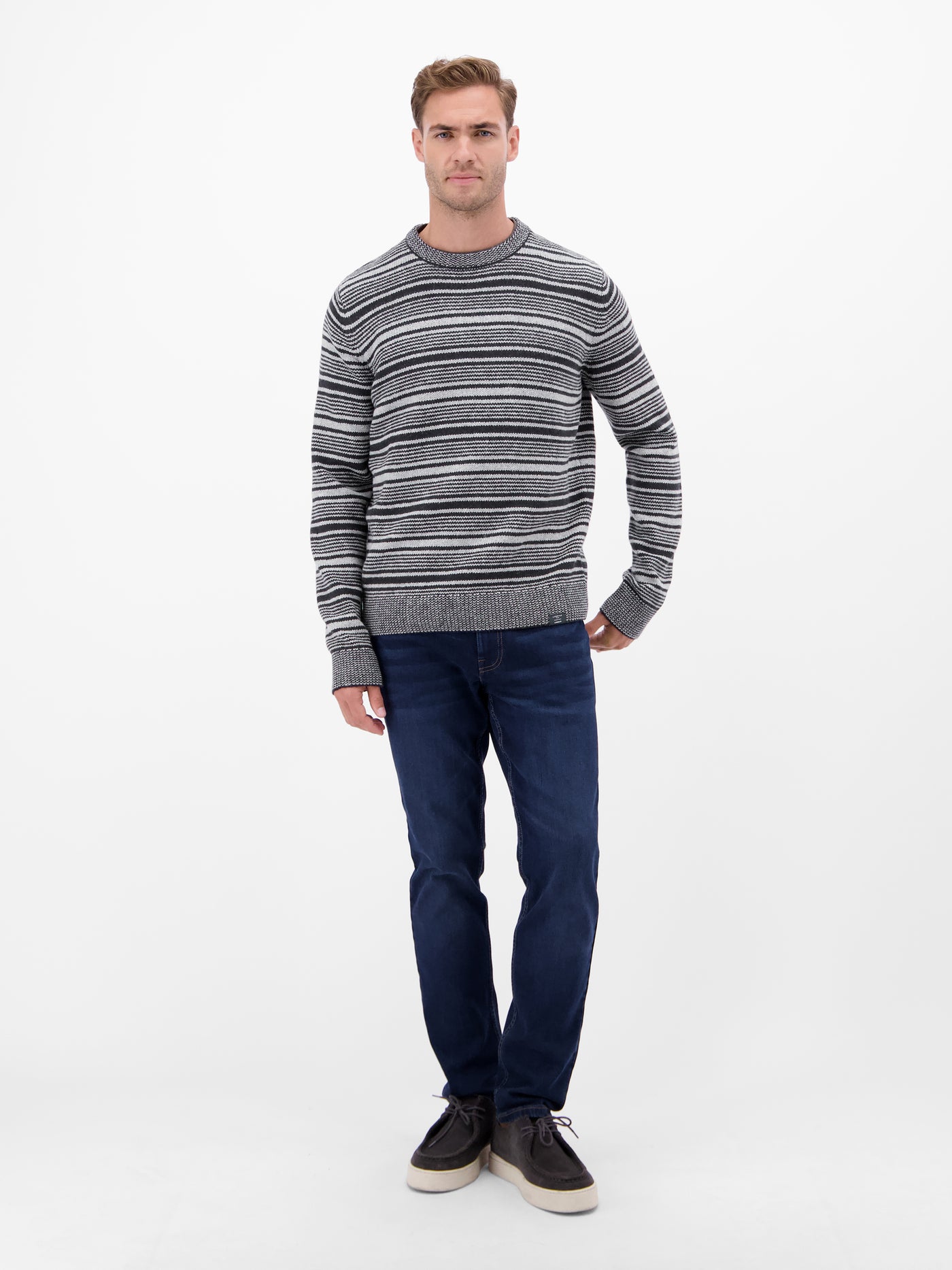 Herren Crewneck-Stricker, gestreift - LERROS