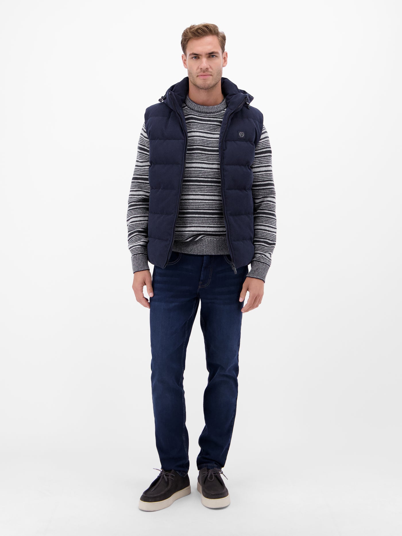 Herren Crewneck-Stricker, gestreift - LERROS