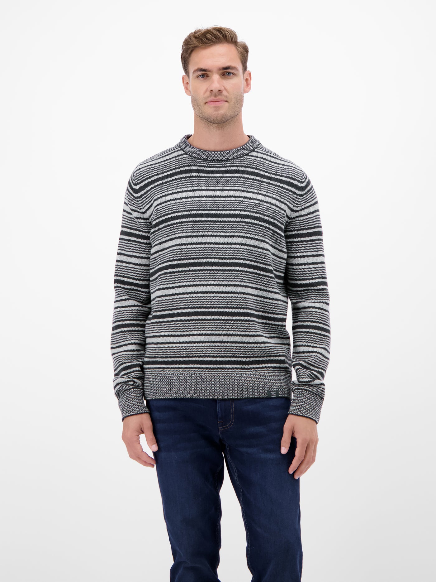 Herren Crewneck-Stricker, gestreift - LERROS