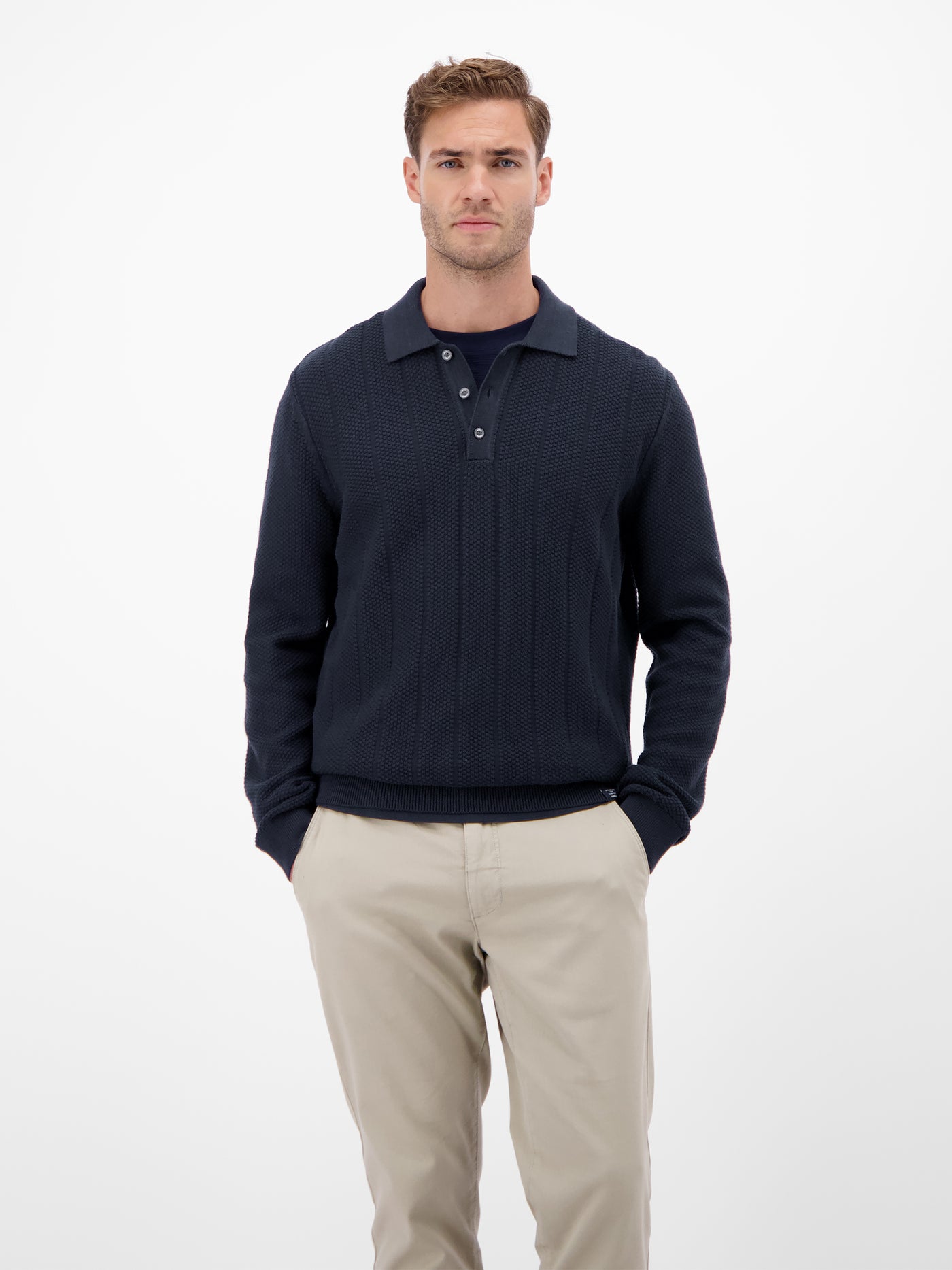 Strickpolo mit breiter Strickrippe - LERROS