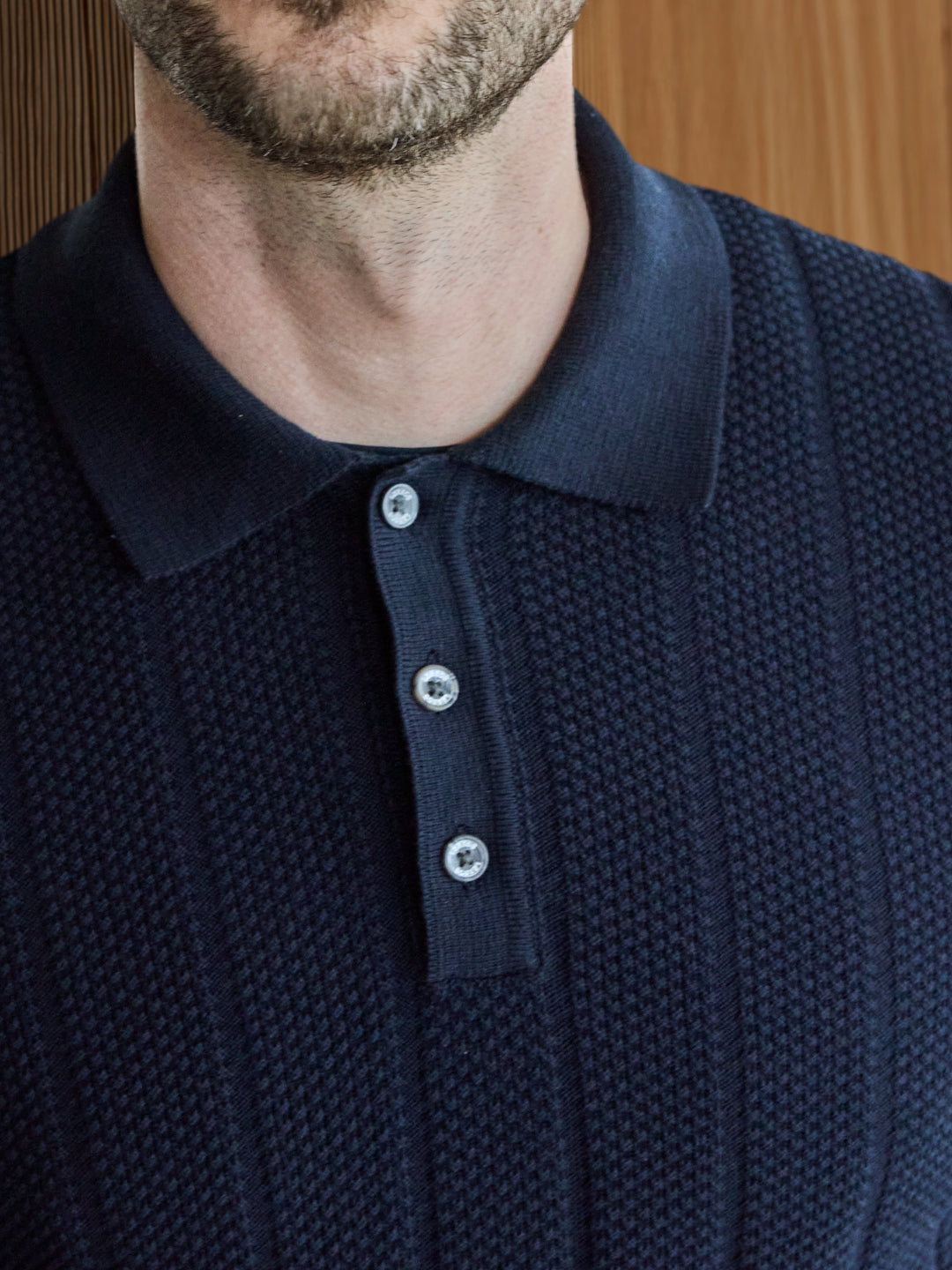 Knitted polo with wide rib – LERROS