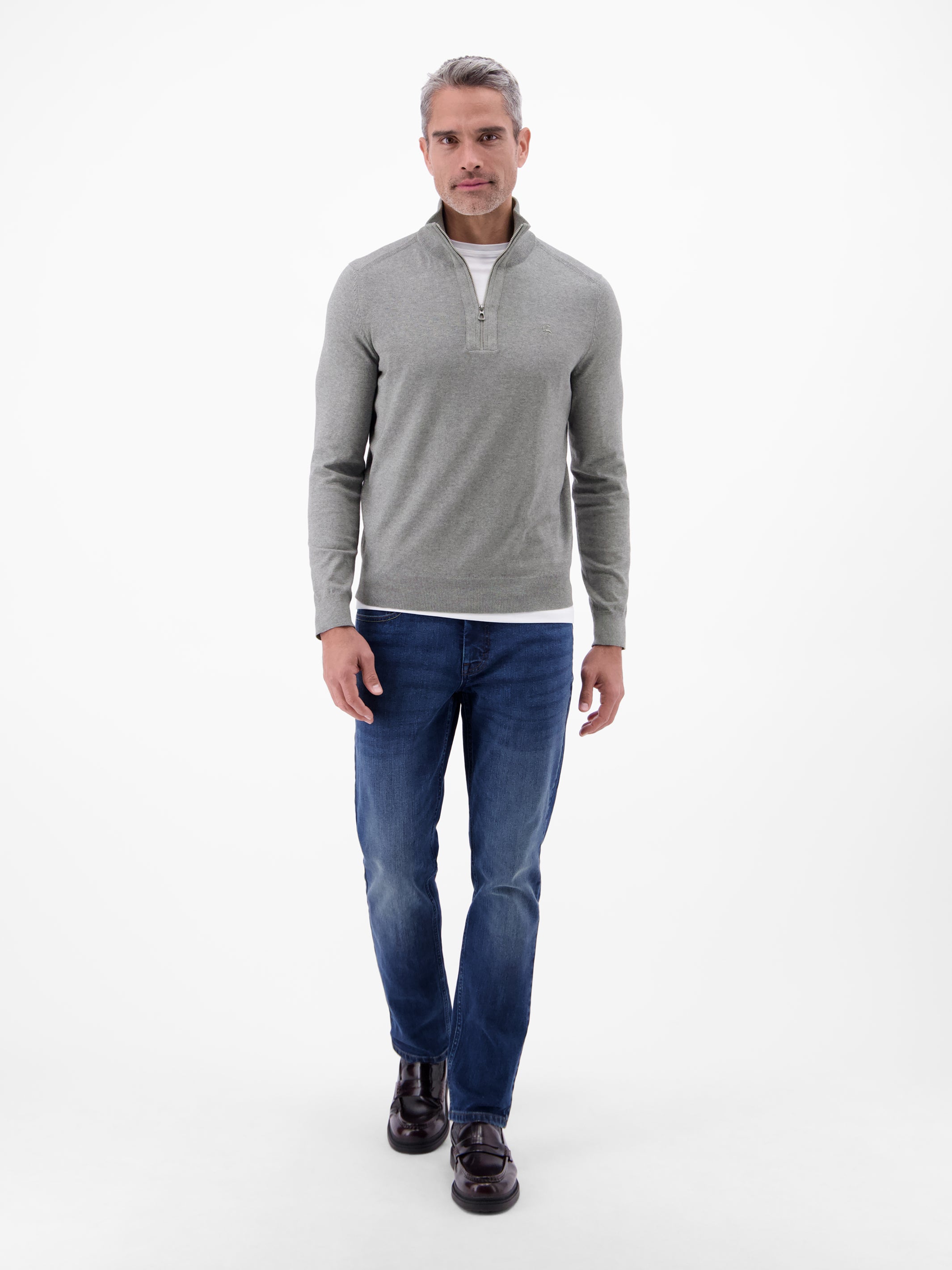 Flachstrickpullover mit Troyerkragen - LERROS