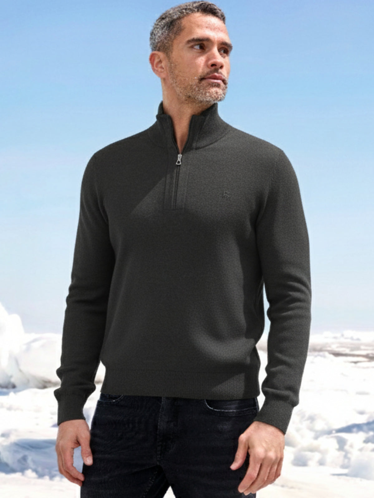 Flachstrickpullover mit Troyerkragen - LERROS