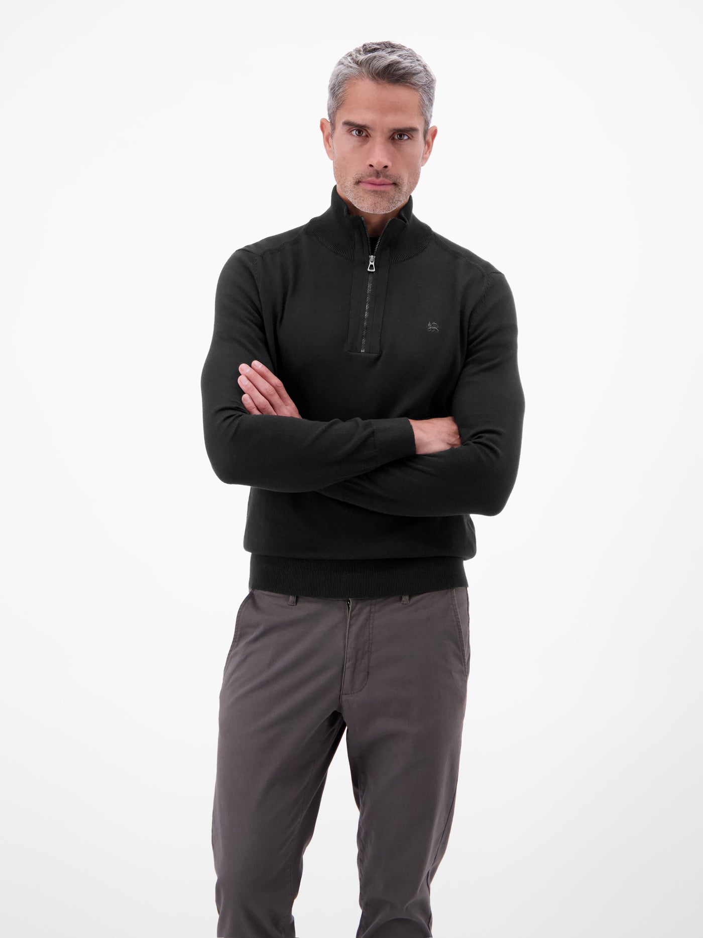 Flachstrickpullover mit Troyerkragen - LERROS