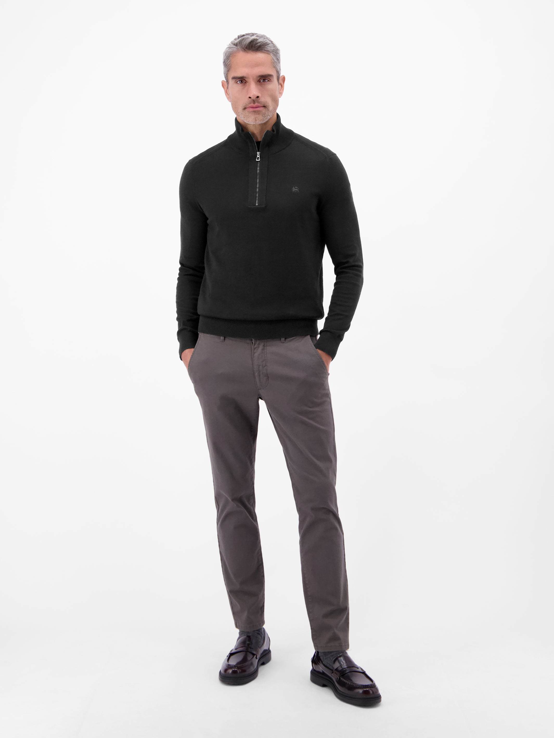 Flachstrickpullover mit Troyerkragen - LERROS