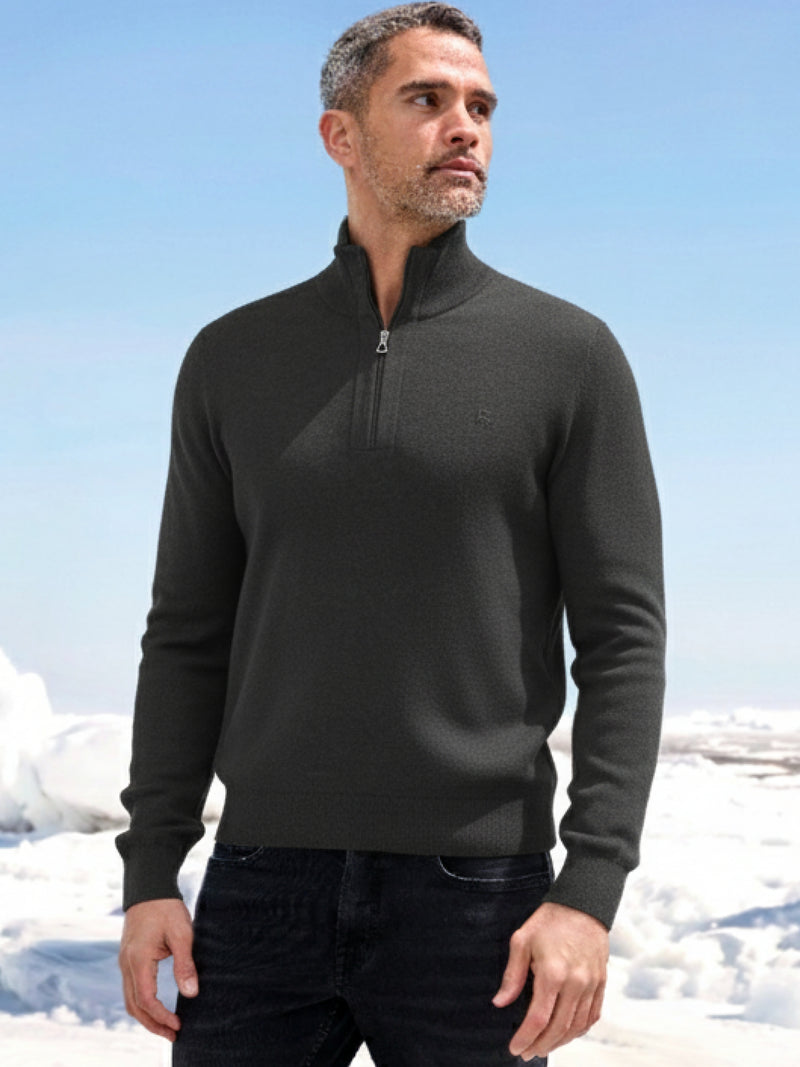 Flachstrickpullover mit Troyerkragen - LERROS