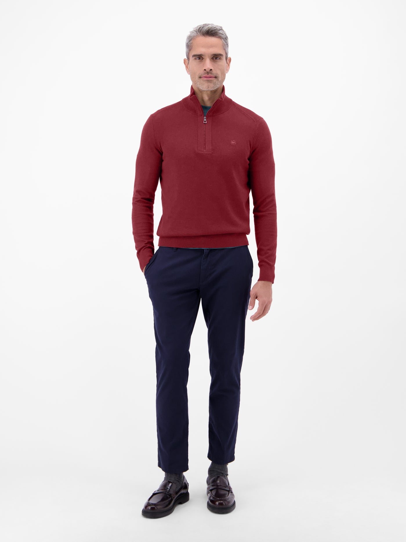 Flachstrickpullover mit Troyerkragen - LERROS