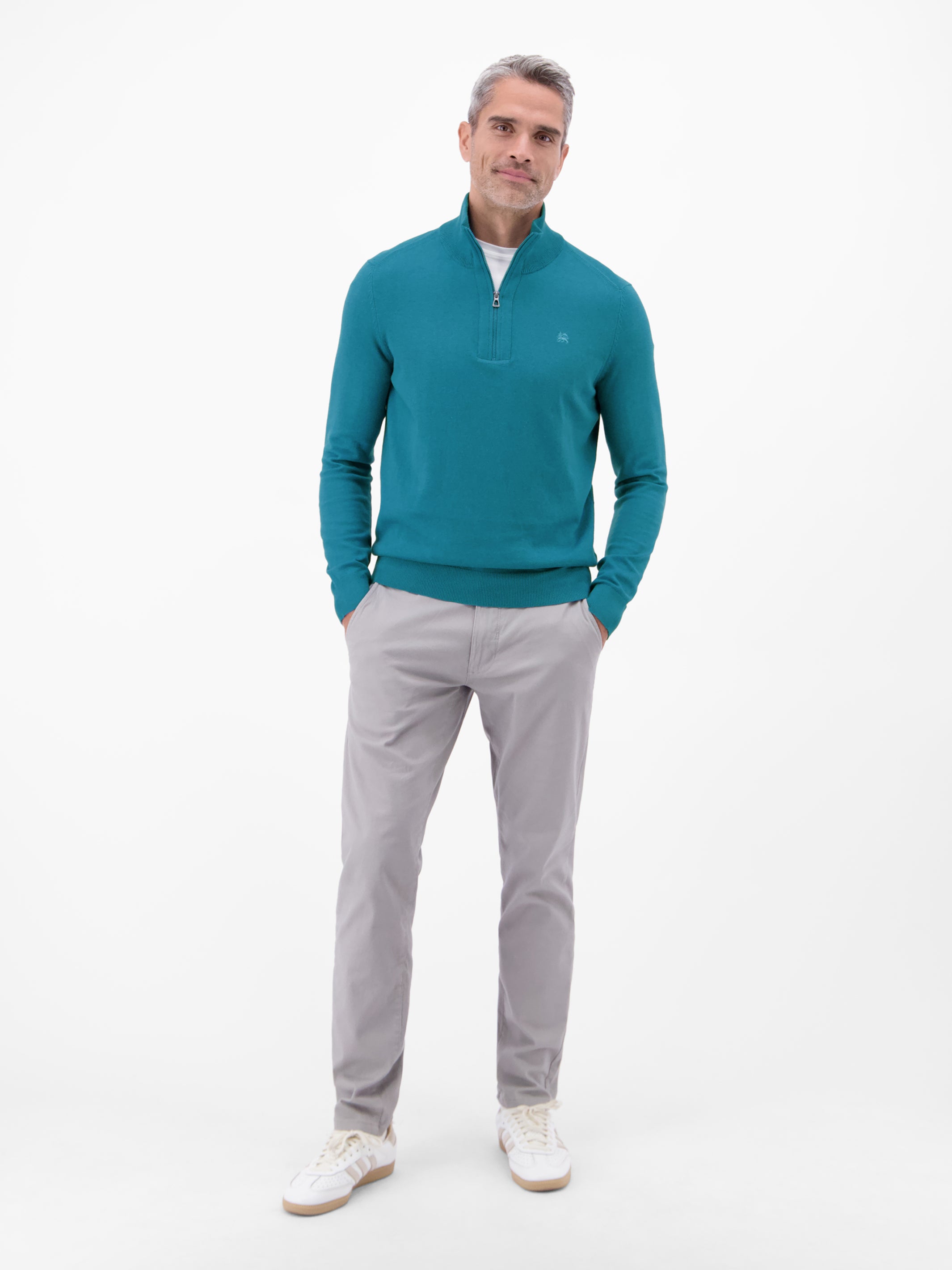 Flachstrickpullover mit Troyerkragen - LERROS