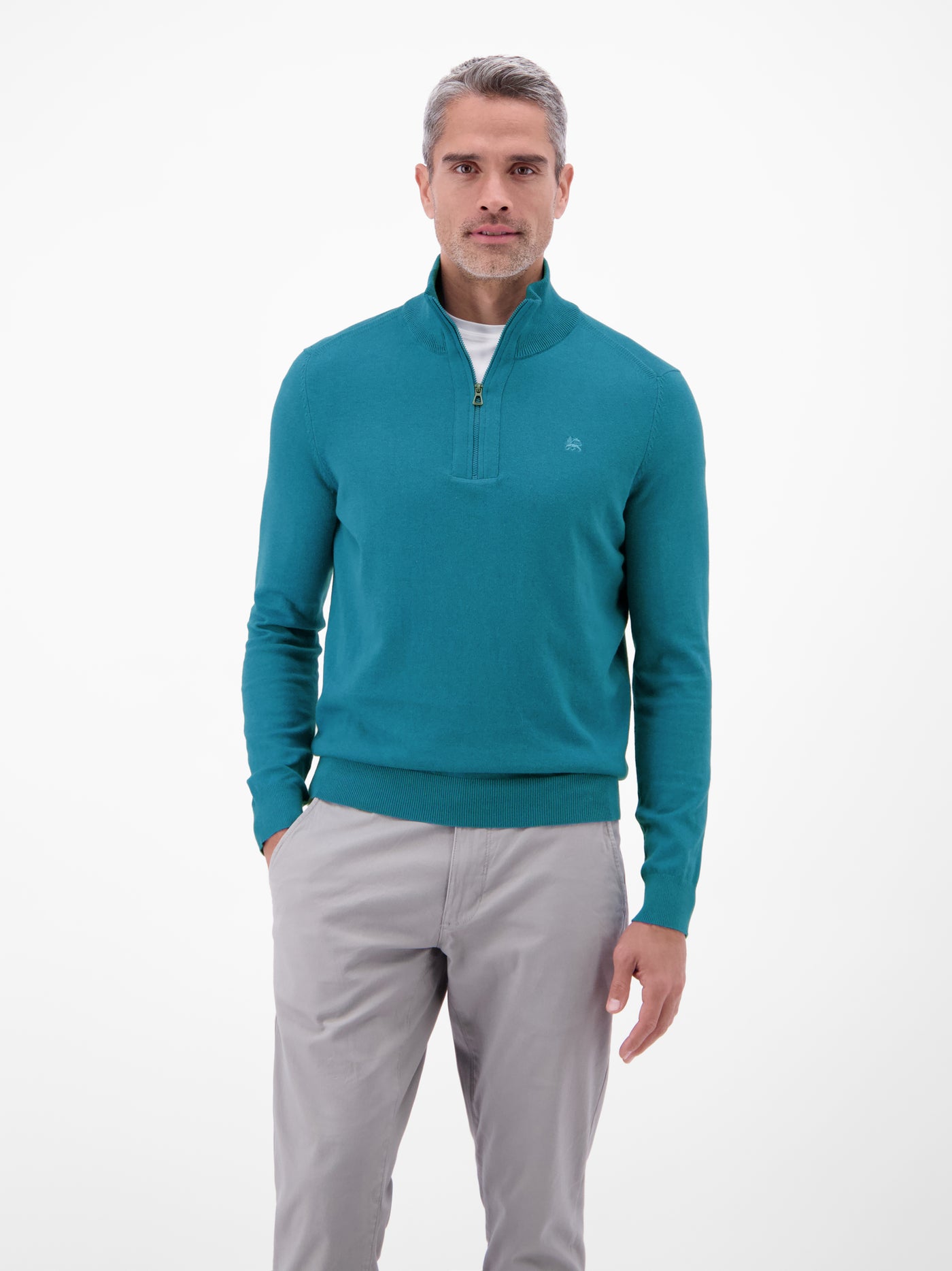 Flachstrickpullover mit Troyerkragen - LERROS