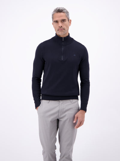 Flachstrickpullover mit Troyerkragen - LERROS