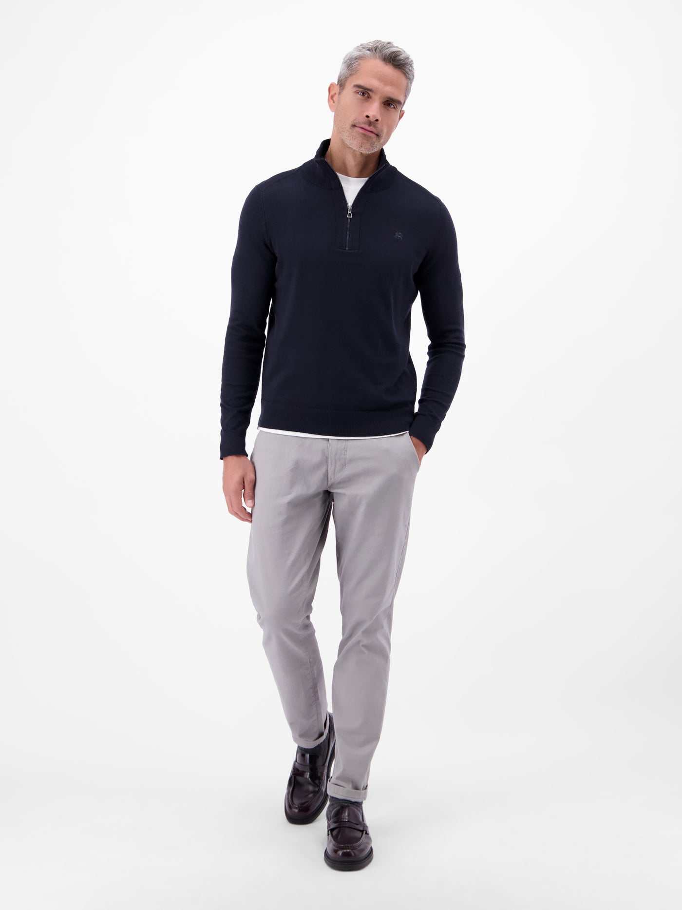 Flachstrickpullover mit Troyerkragen - LERROS