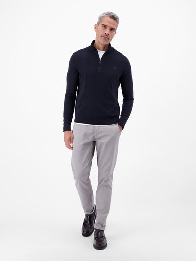 Flachstrickpullover mit Troyerkragen - LERROS