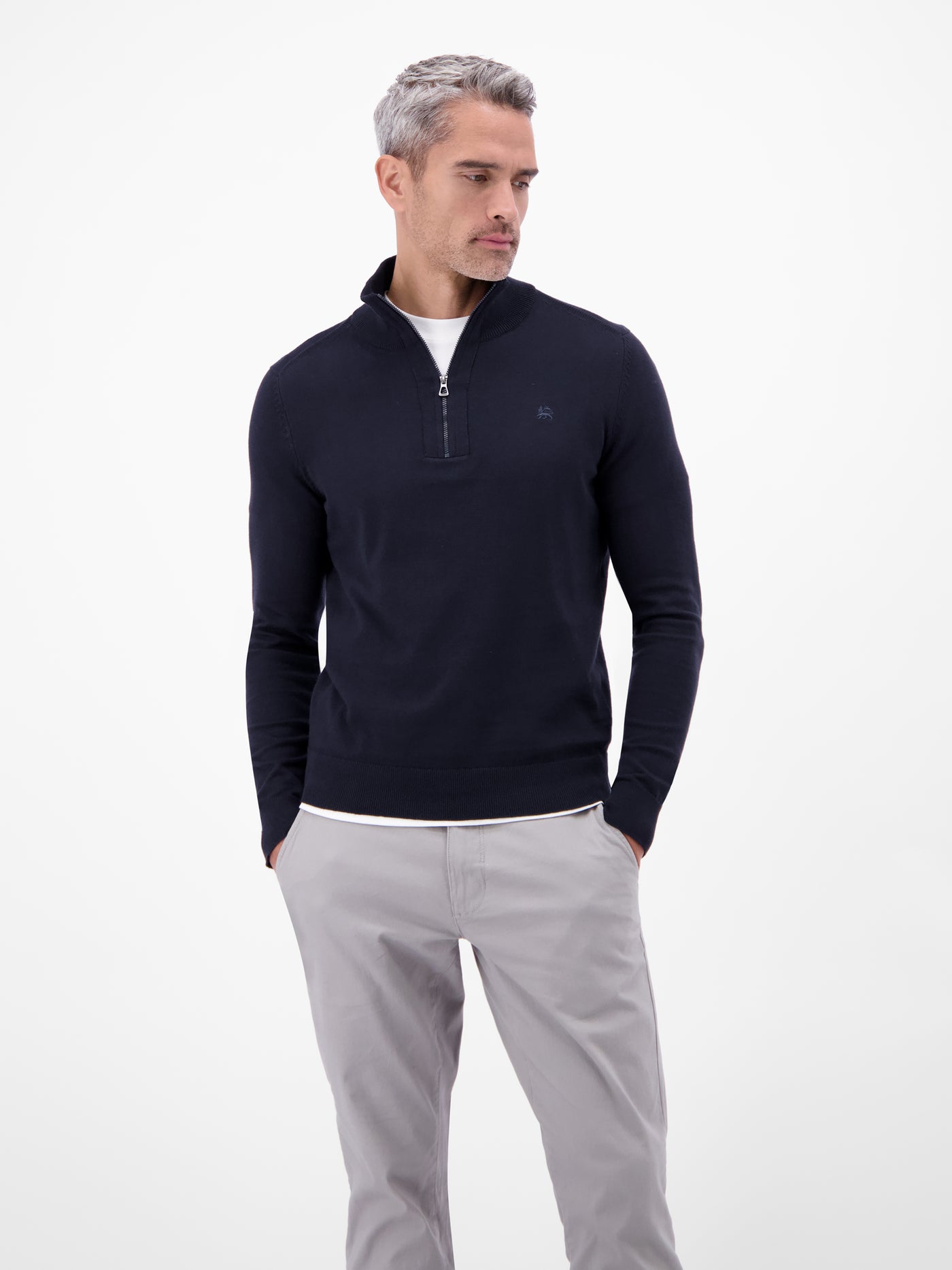 Flachstrickpullover mit Troyerkragen - LERROS