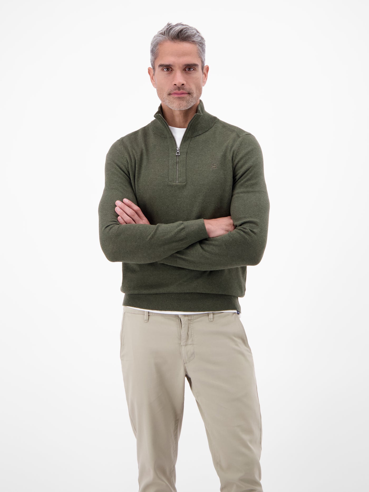 Flachstrickpullover mit Troyerkragen - LERROS