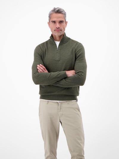 Flachstrickpullover mit Troyerkragen - LERROS