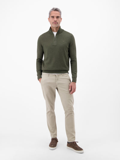 Flachstrickpullover mit Troyerkragen - LERROS