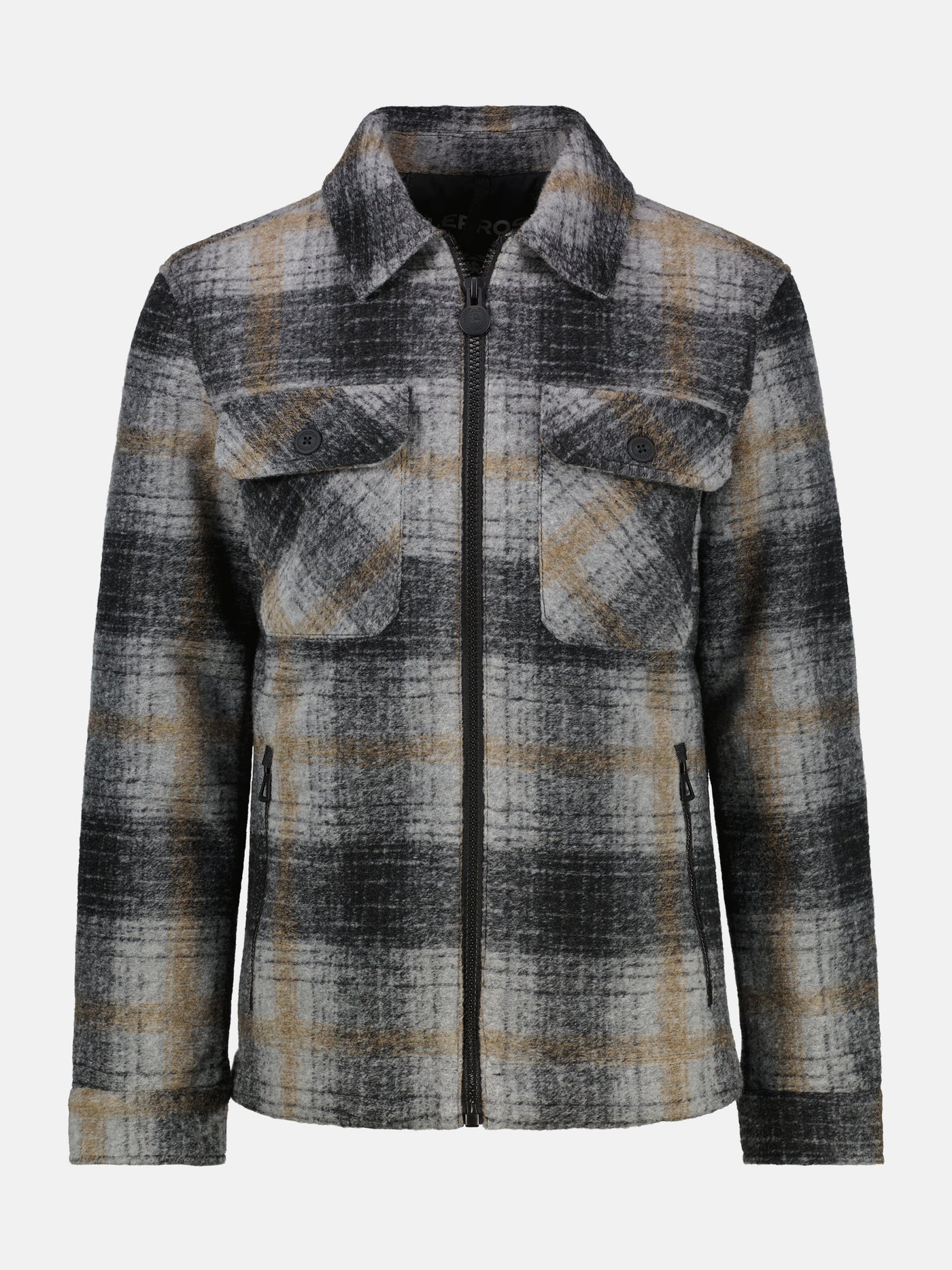 Checked outdoor shirt jacket in wool look