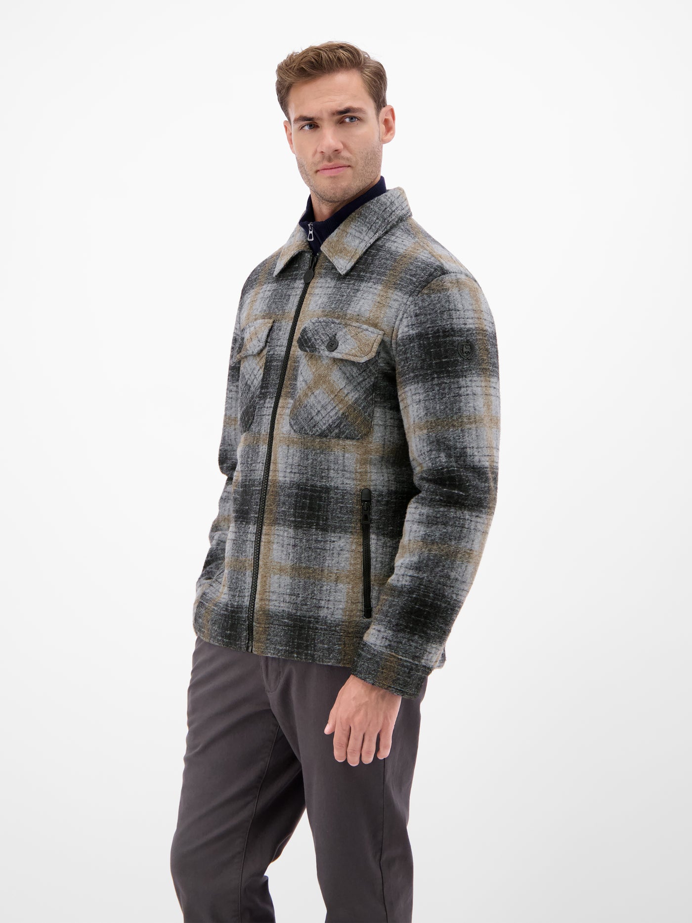 Karierte Outdoor-Hemdjacke in Woll-Optik - LERROS