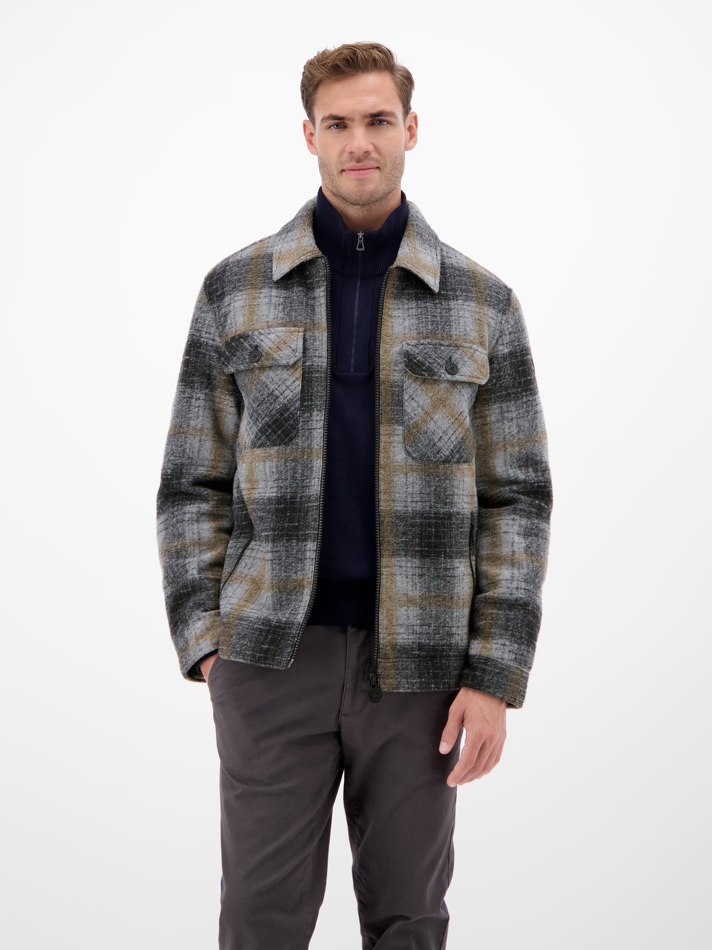 Karierte Outdoor-Hemdjacke in Woll-Optik - LERROS