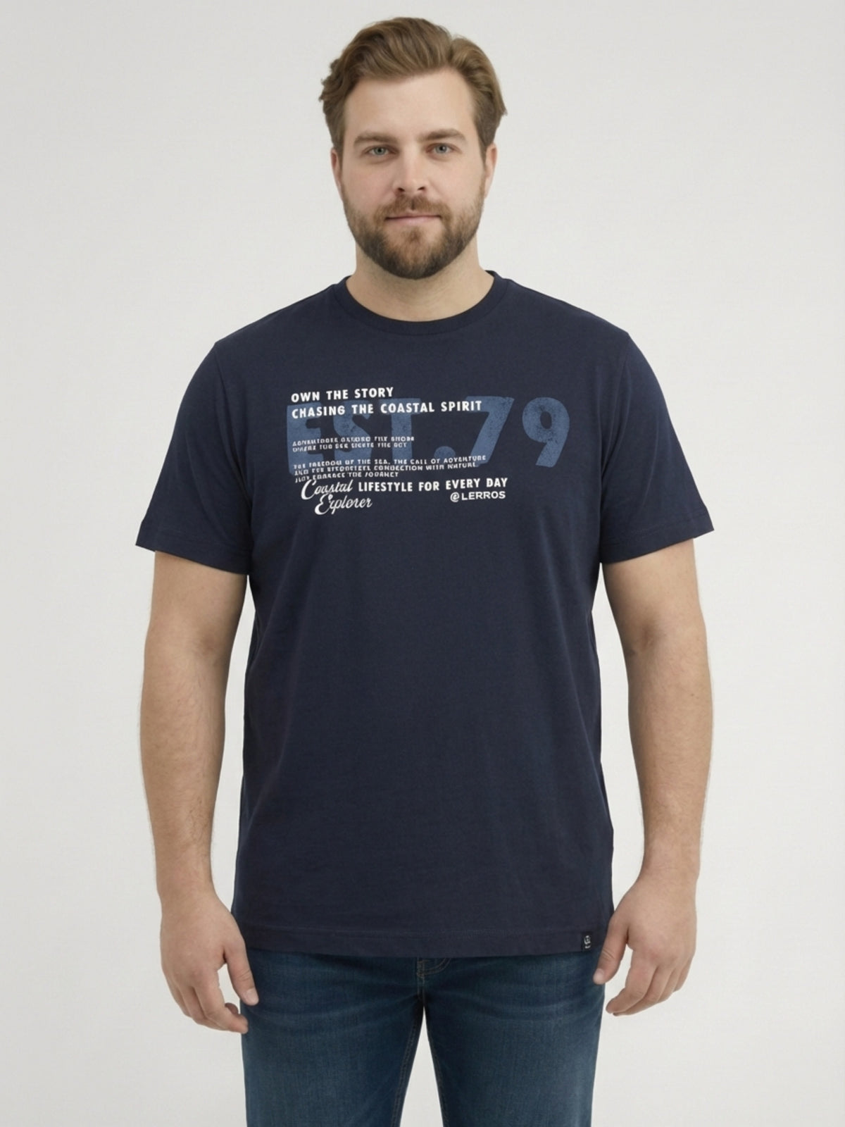T-Shirt mit Brustprint, Grosse Grössen - T-Shirt Rundhals