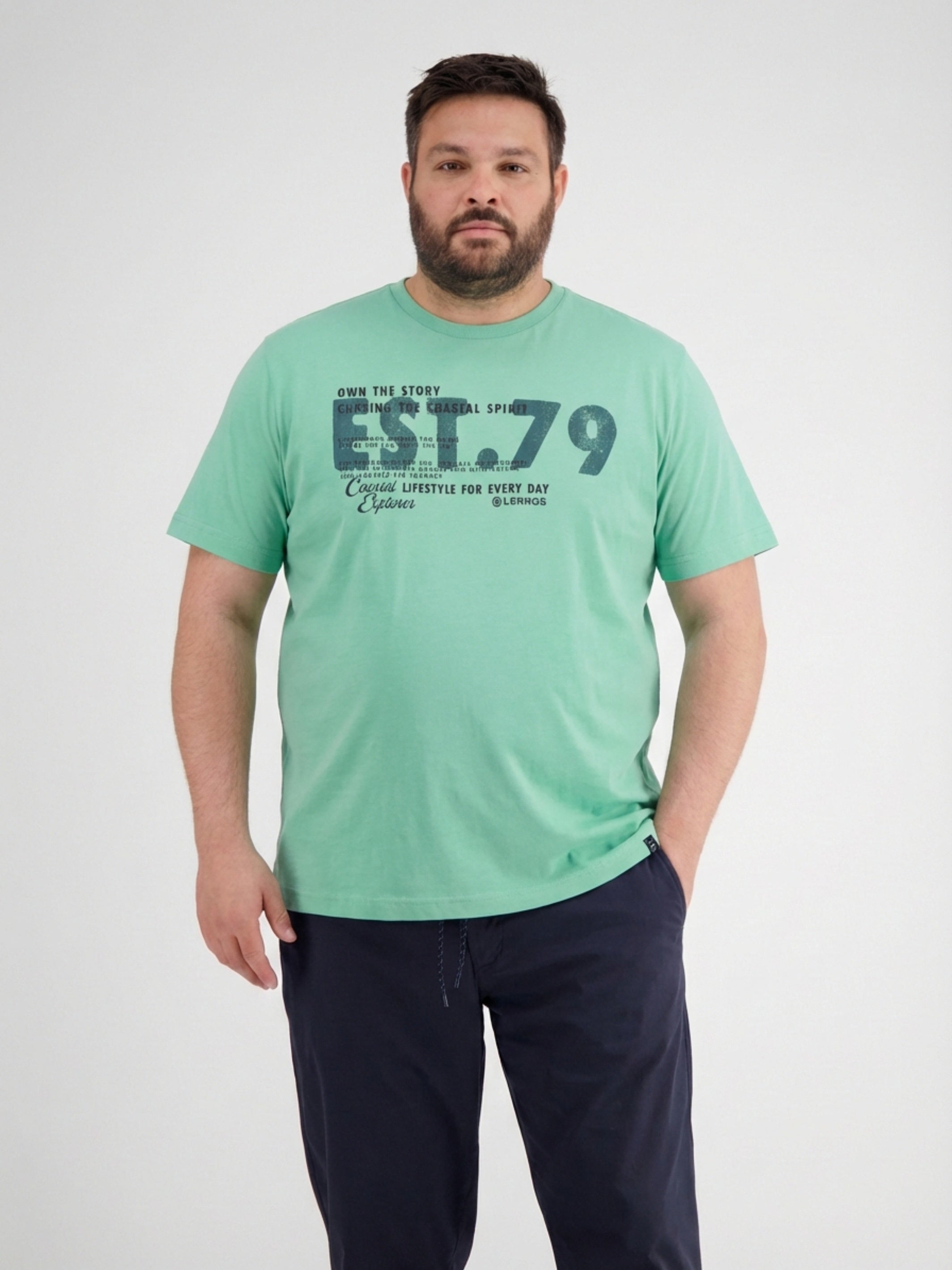 T-Shirt mit Brustprint, Grosse Grössen - T-Shirt Rundhals