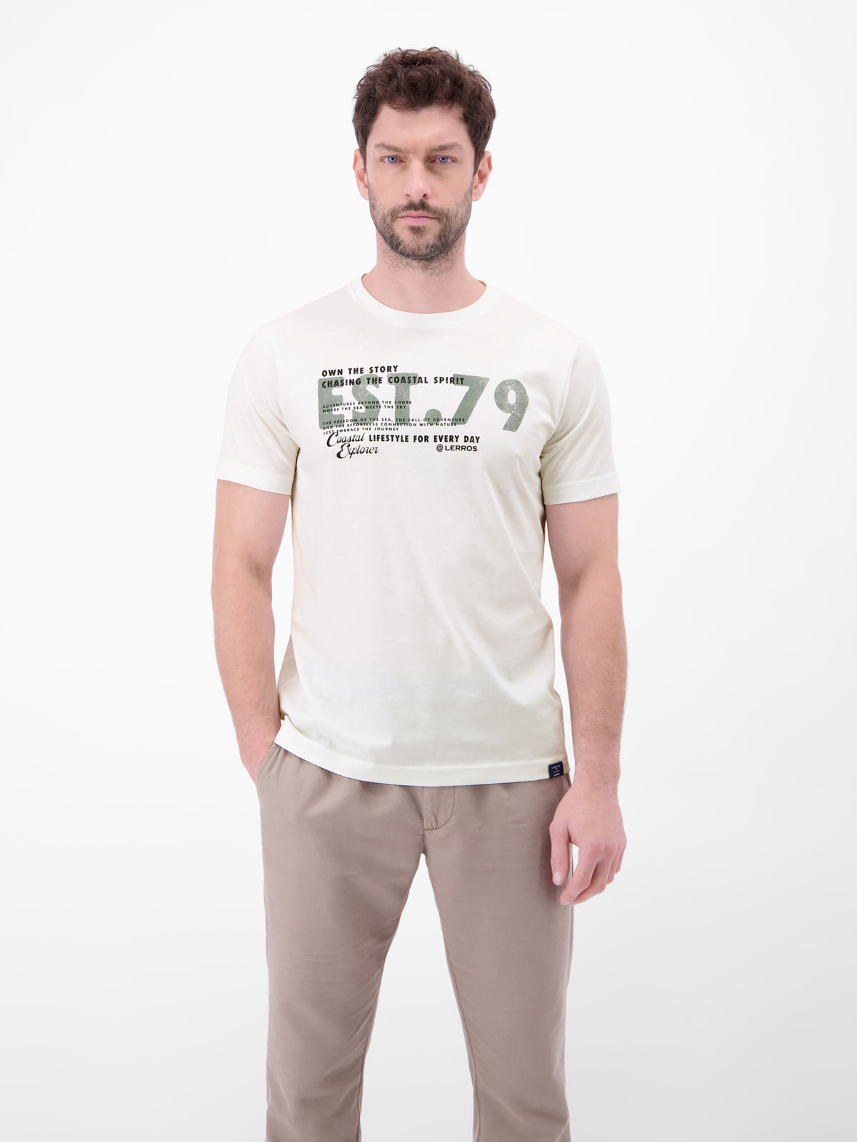 T-Shirt aus Baumwolle mit Brustprint - T-Shirt Rundhals
