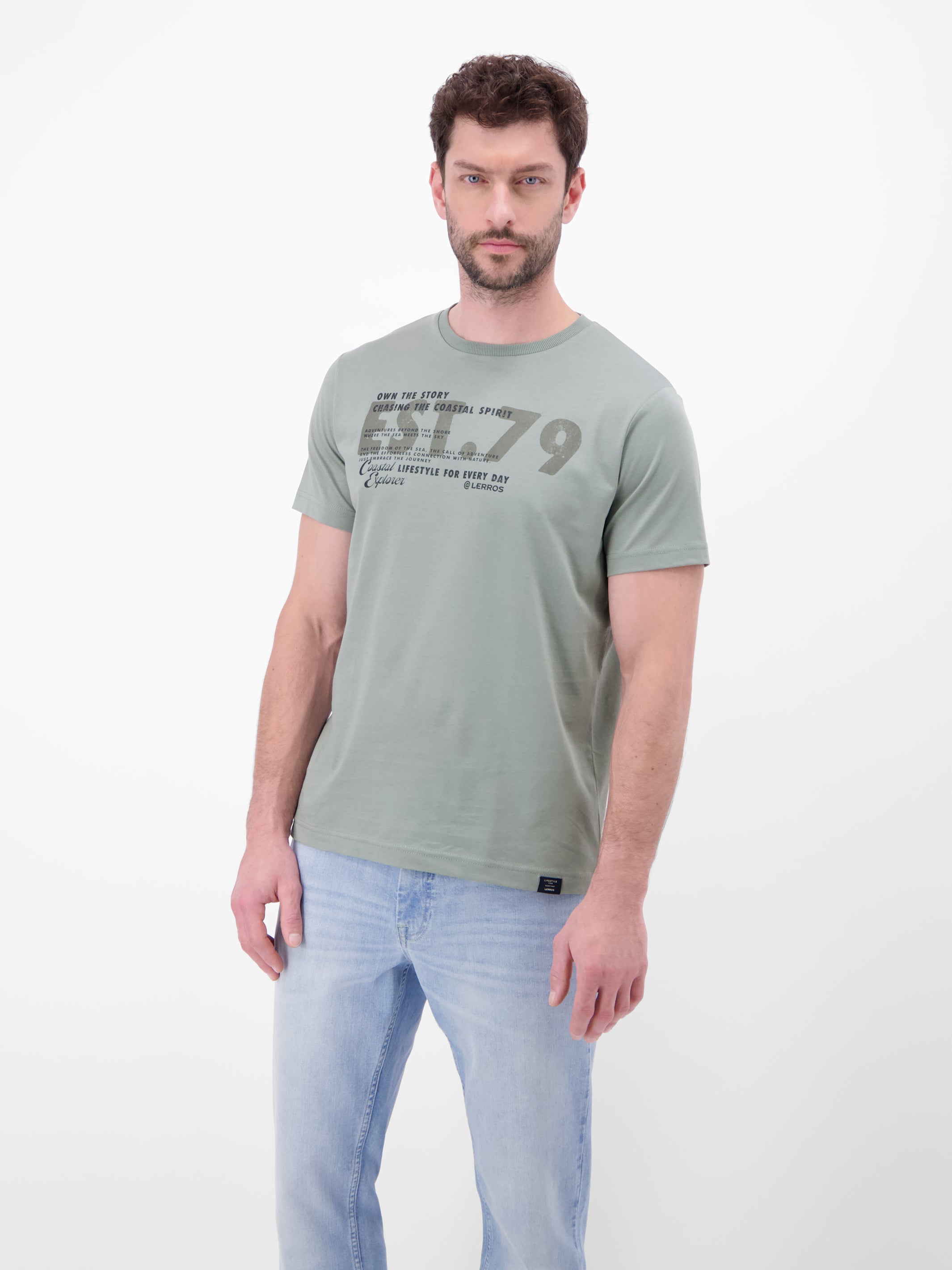 T-Shirt aus Baumwolle mit Brustprint - T-Shirt Rundhals