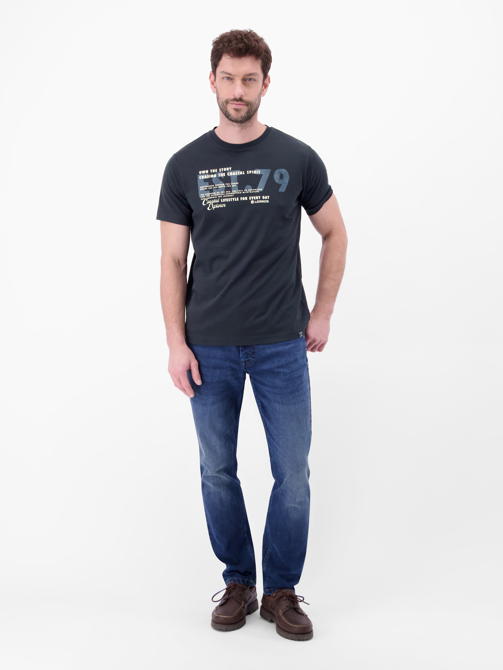 T-Shirt aus Baumwolle mit Brustprint - T-Shirt Rundhals