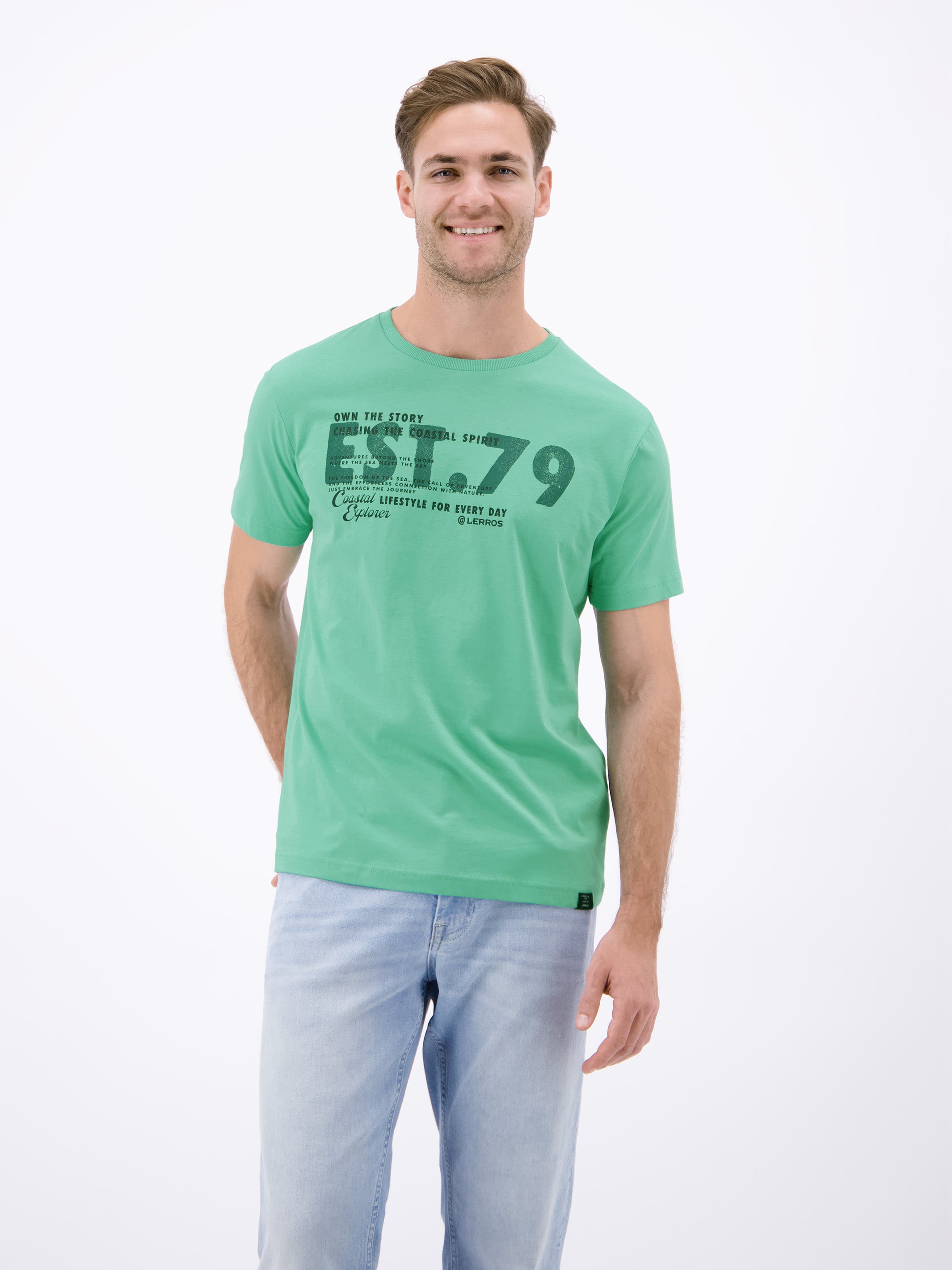T-Shirt aus Baumwolle mit Brustprint - T-Shirt Rundhals